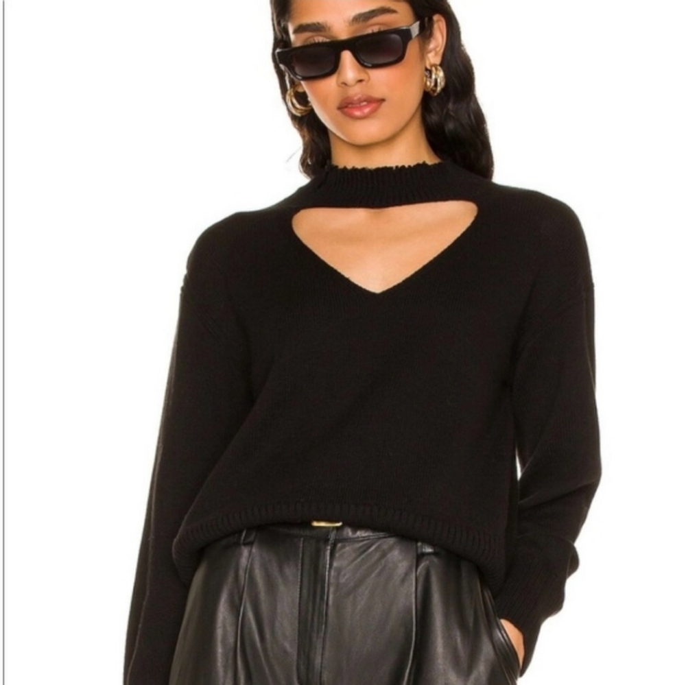 Revolve 525 America Distressed Gigi Cotton Pullover in Black